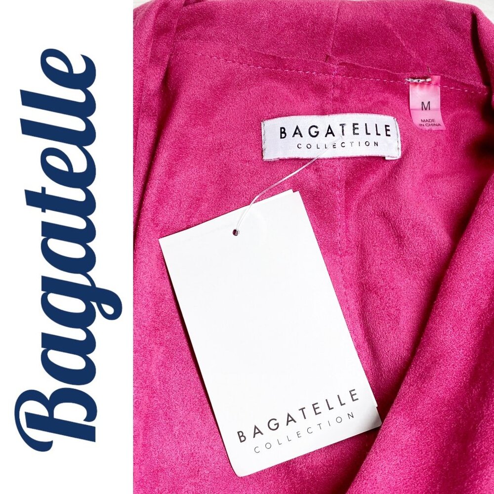 NWT BAGATELLE CRANBERRY RED MICRO SUEDE WATERFALL MOTO STYLE JACKET, SIZE MEDIUM - Picture 6 of 8